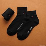 1 Đôi Vớ Dài Qua Mắt Cá Cổ Trung Cao Cấp Xịn Chất Dày Êm Trơn Logo Viền Chỉ Chữ Basic Tommy Hilifiger