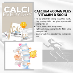 Viên uống bổ sung canxi Living Healthy Calcium 600mg Plus Vitamin D 500IU (Hộp 60 viên)