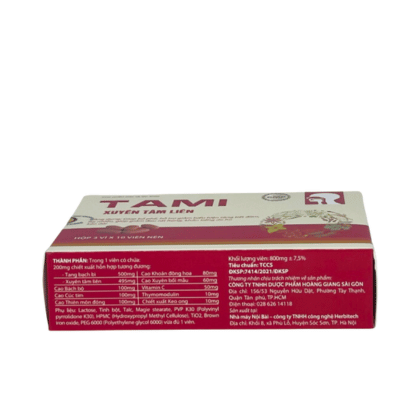 Viên Uống Bổ Phế Tami Xuyên Tâm Liên HGSG Pharma Giảm Đau Rát Họng (Hộp 3 vỉ x 10 viên)