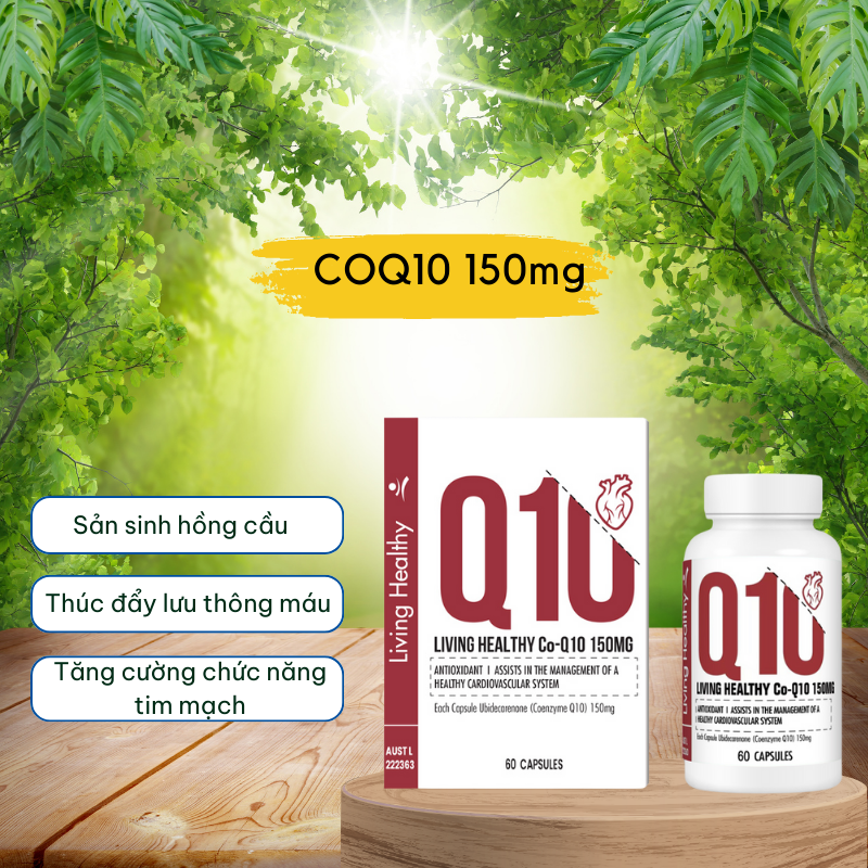 Viên uống tăng sức khoẻ tim mạch Living Healthy CoQ10 150mg (Hộp 60 viên)