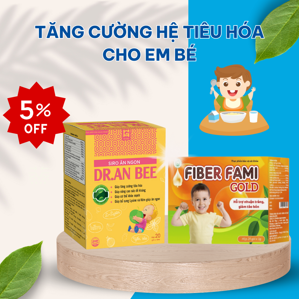 Combo Tiêu Hoá Cho Bé: Siro ăn ngon Anbee & Cốm Fiber Fami