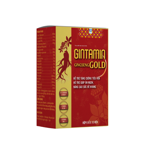 Viên uống tăng sức khoẻ, chống suy nhược Gintamin Gold (Hộp 6 vỉ x 10 viên)