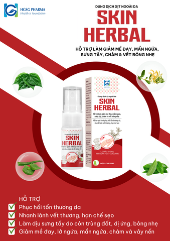 Xịt ngoài da giảm mề đay, mẩn ngứa  SKIN HERBAL - HGSG Pharma ( chai 20ml)