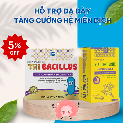 Combo Tăng Hệ Miễn Dịch Dạ Dày: Tri Bacillus & Kingdom