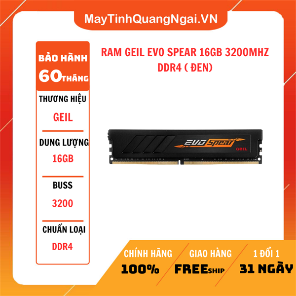RAM GEIL EVO SPEAR 16GB 3200MHZ DDR4 ( ĐEN)