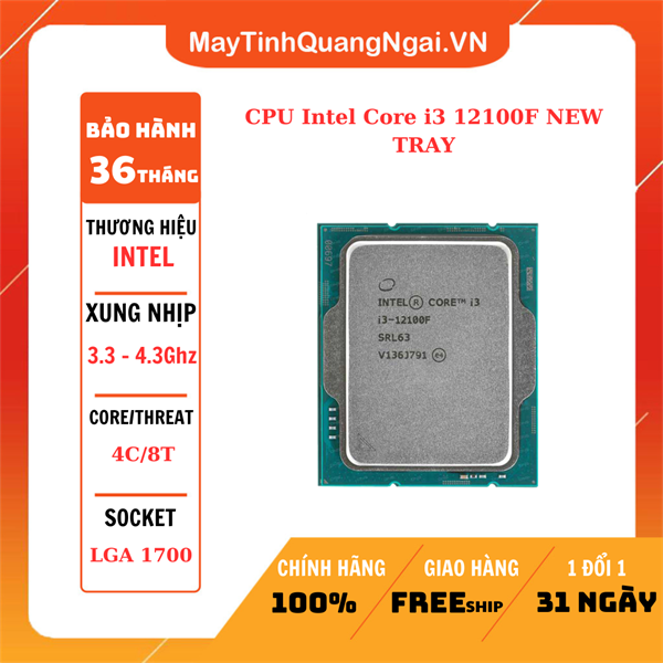 CPU Intel Core i3 12100F NEW TRAY (3.30 Up to 4.30GHz | 12MB | 4C 8T | Socket 1700 | Alder Lake | No GPU | 58W)