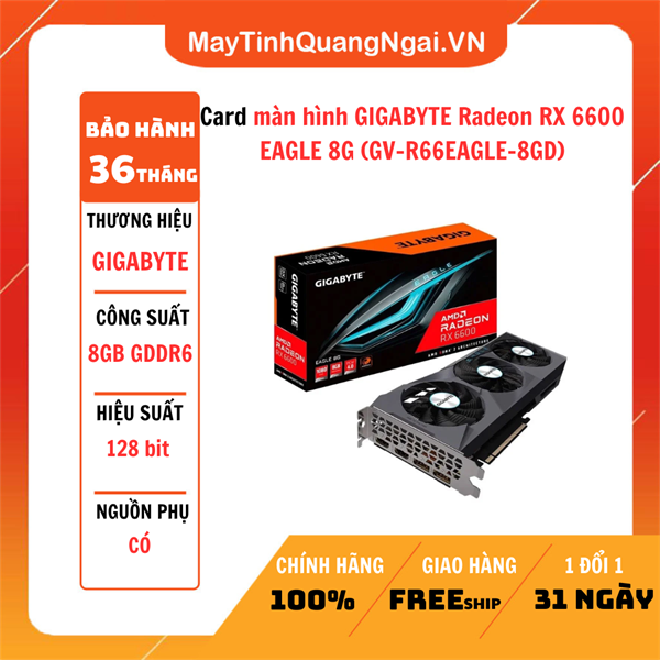 Card màn hình GIGABYTE Radeon RX 6600 EAGLE 8G (GV-R66EAGLE-8GD)