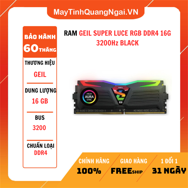 RAM GEIL SUPER LUCE RGB DDR4 16G 3200Hz BLACK