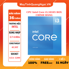 CPU INTEL CORE I3 10105F BOX CHÍNH HÃNG (3.7GHz turbo up to 4.4Ghz, 4 nhân 8 luồng)