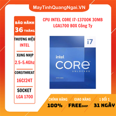 CPU Intel Core i7 13700K Công ty | 5.40 GHz, 16 Cores 24 Threads, LGA 1700