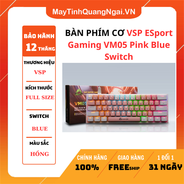 BÀN PHÍM CƠ VSP ESport Gaming VM05 Pink Blue Switch