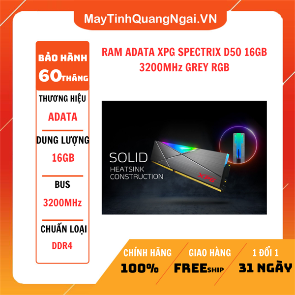 RAM ADATA XPG SPECTRIX D50 16GB 3200MHz GREY RGB