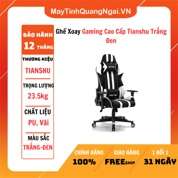 Ghế Xoay Gaming Cao Cấp Tianshu Trắng Đen