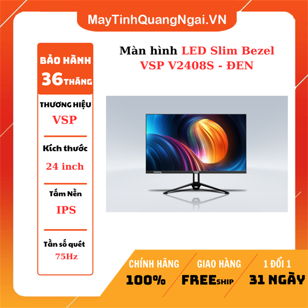 Màn hình LED Slim Bezel VSP V2408S - ĐEN