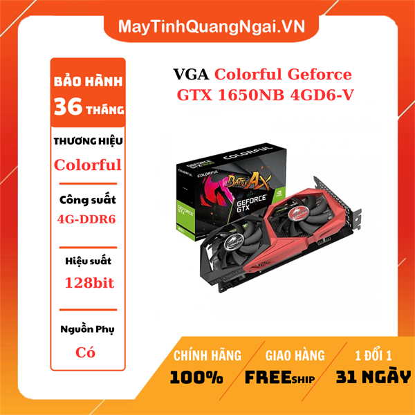 VGA COLORFUL GEFORE GTX 1650 NB 4GD6-V