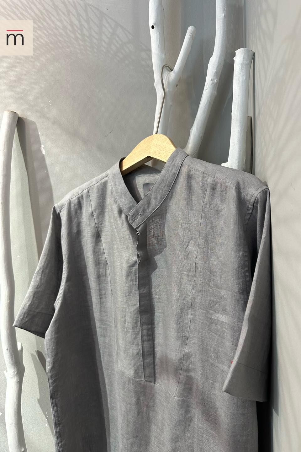 (Men) Band Collar Shirt - S006