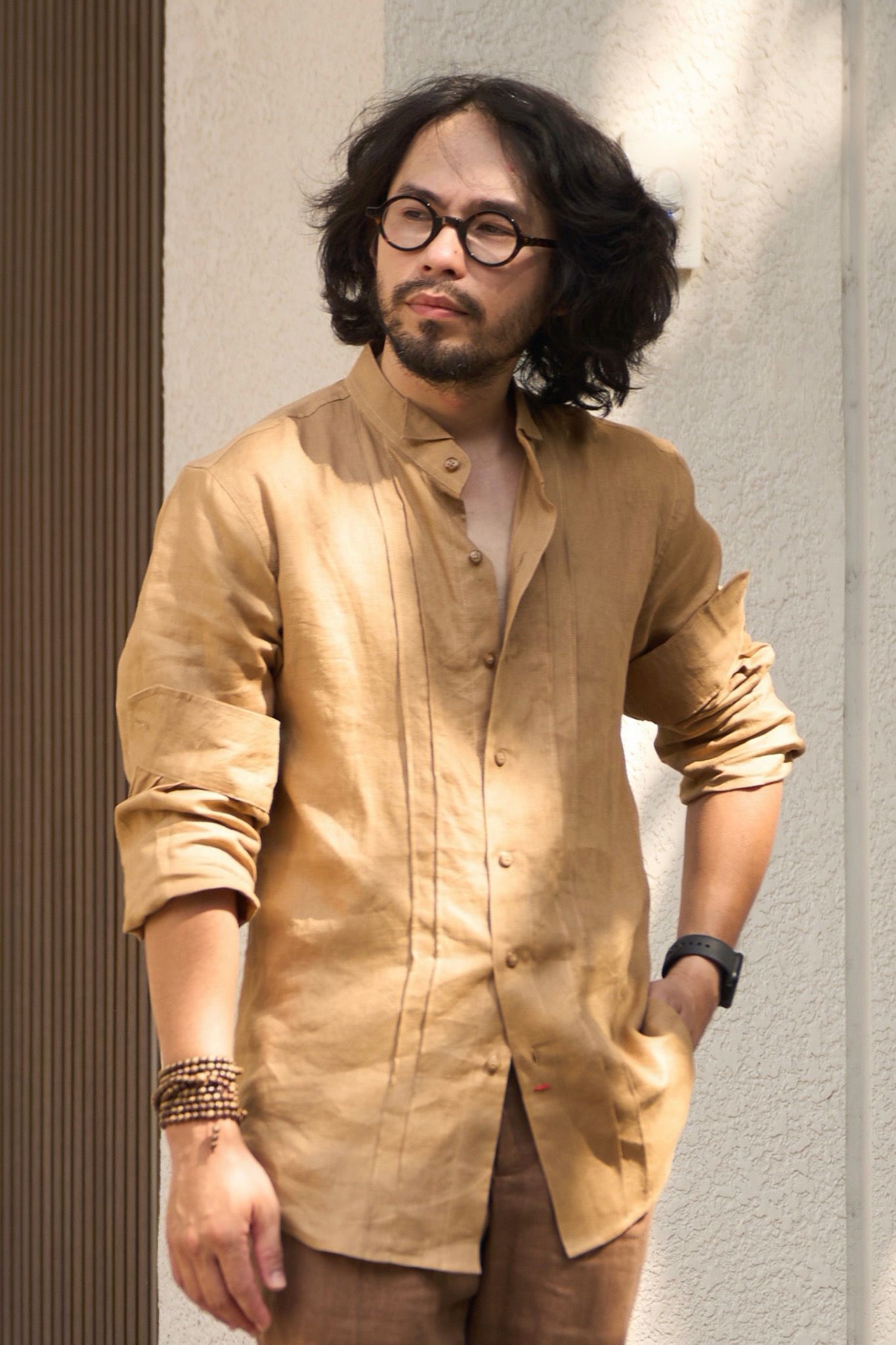 (Men) Popup Collar LS Shirt - L012