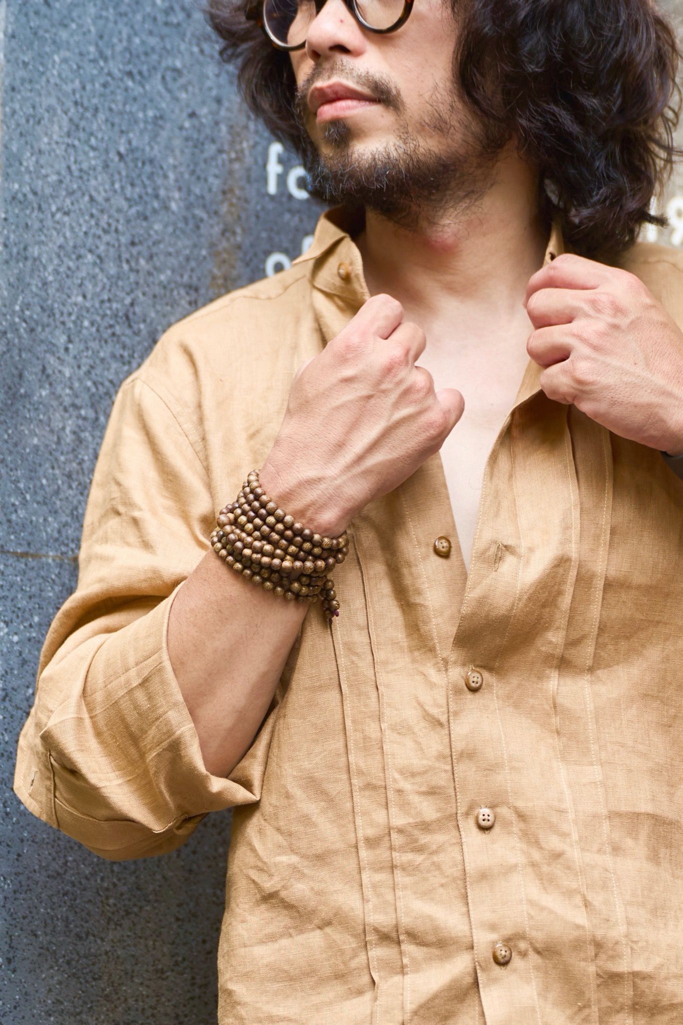 (Men) Popup Collar LS Shirt - L012