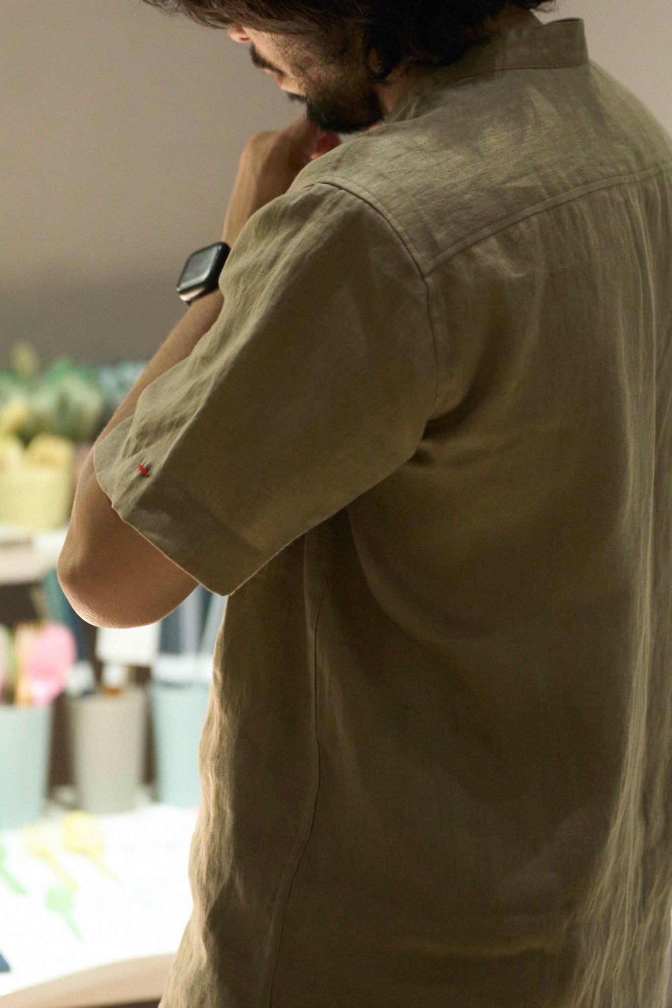 (Men) Band Collar Shirt - S006