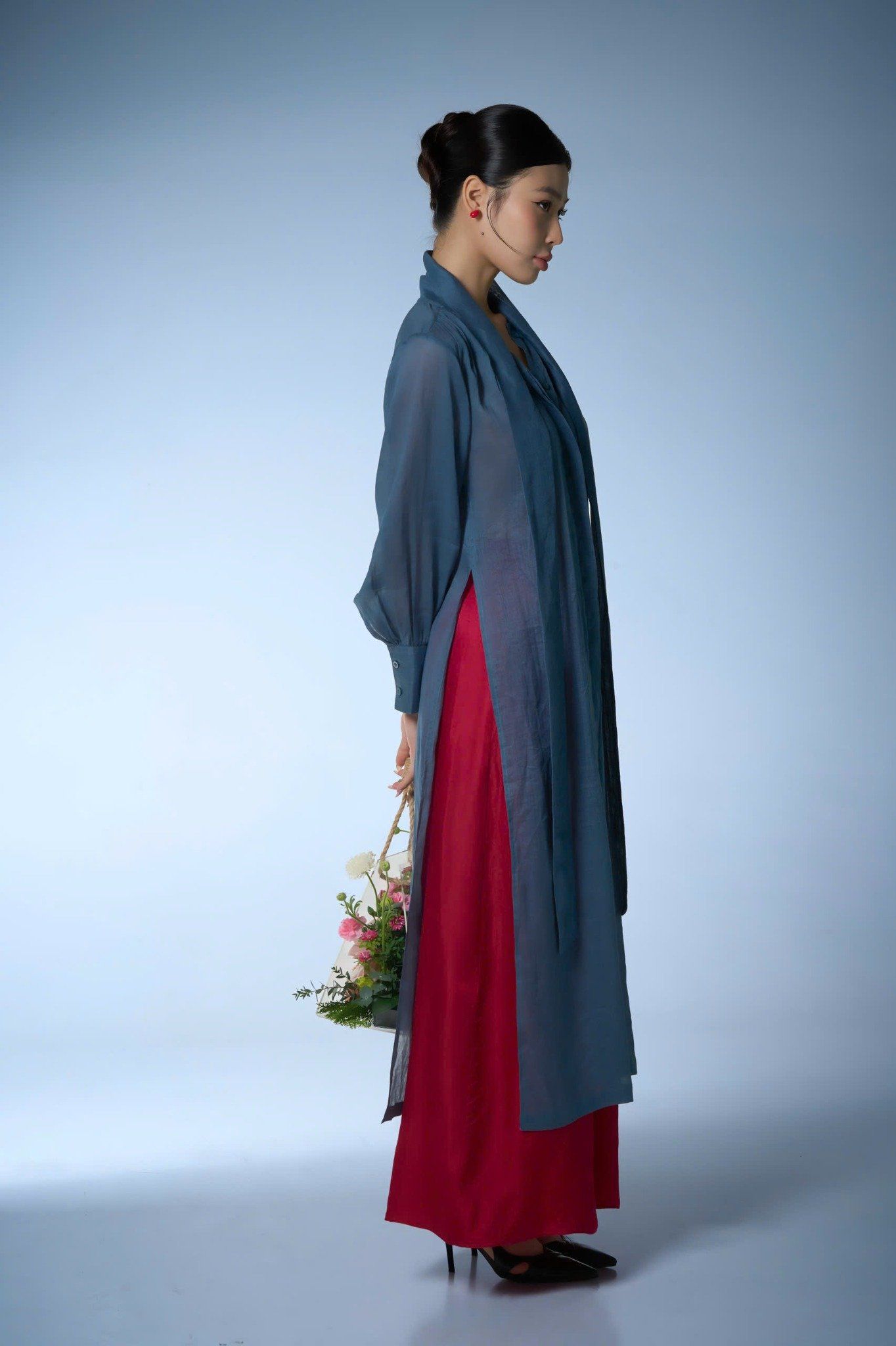 String Collar Overpant Shirt
