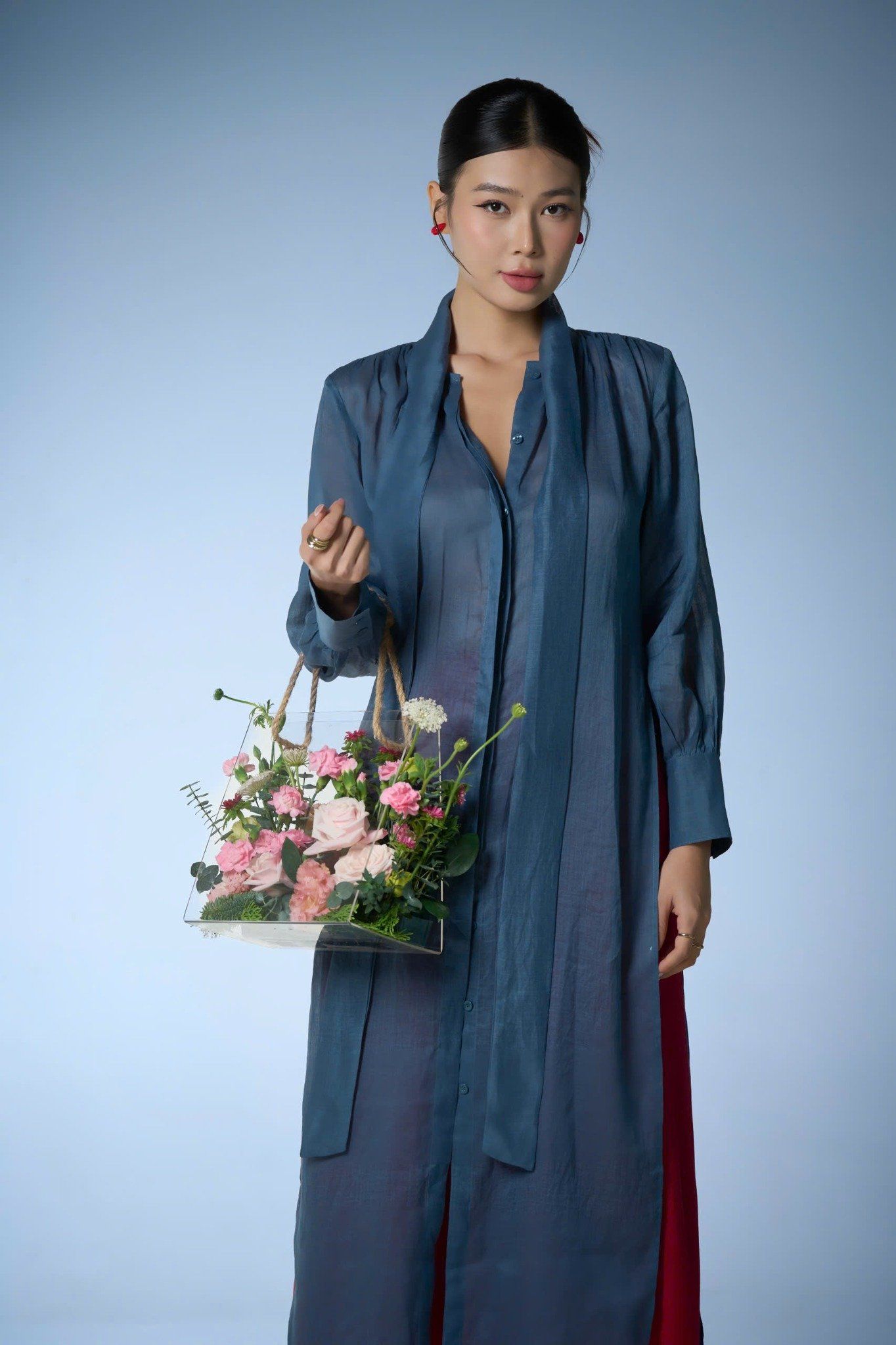 String Collar Overpant Shirt