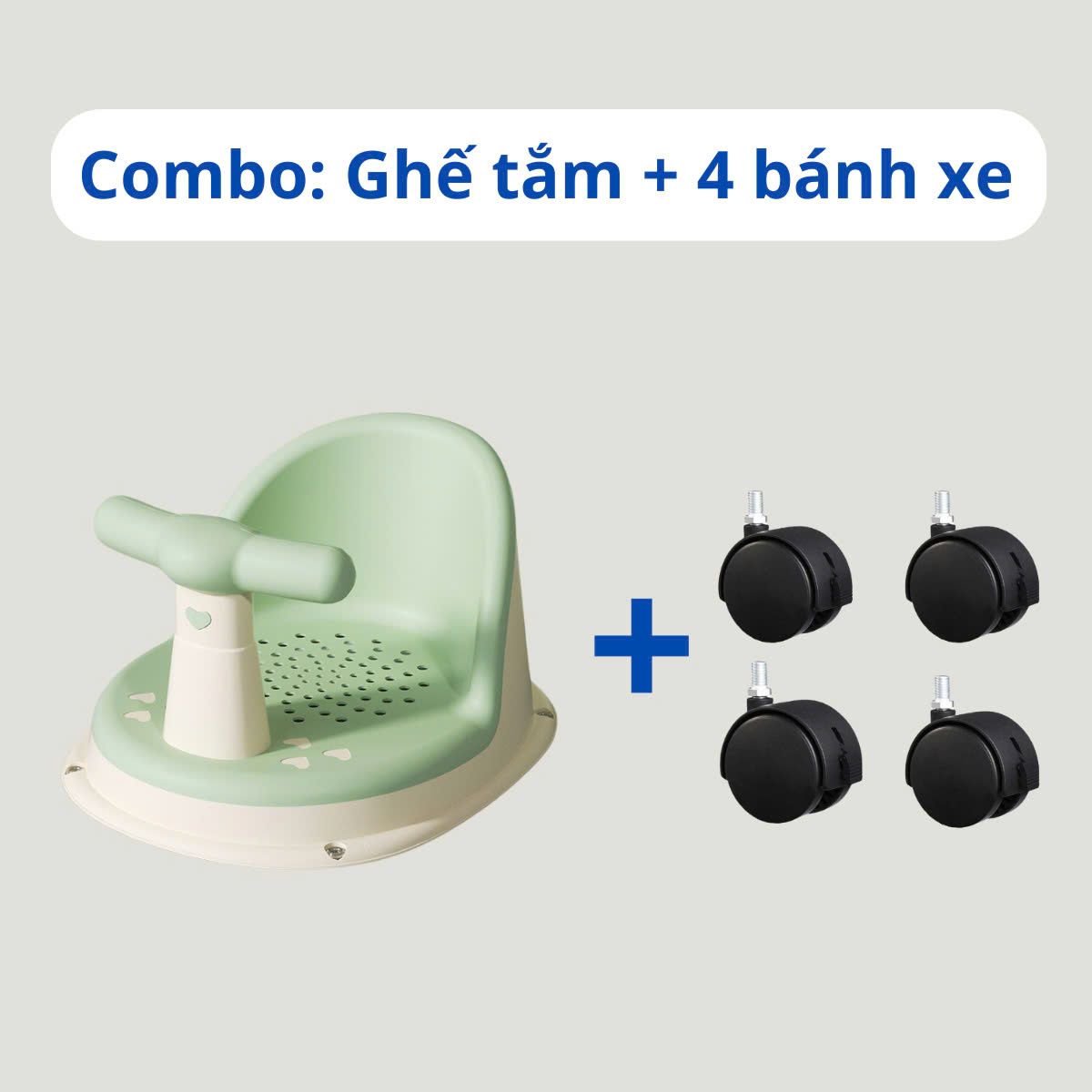 COMBO GHẾ TẮM XANH LÁ VÀ BÁNH XE