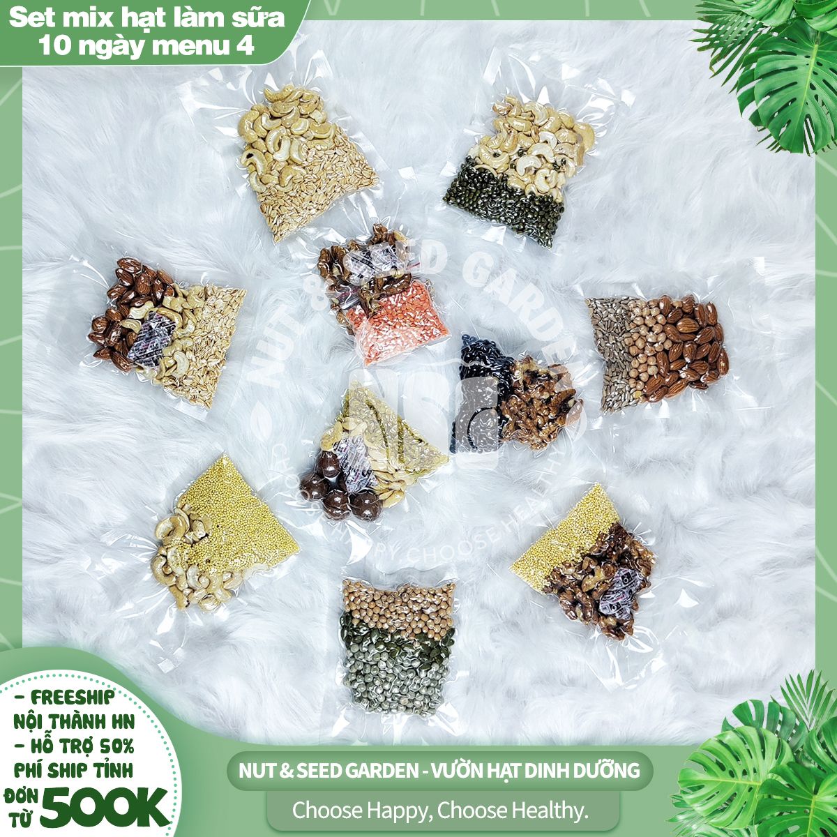 Set mix hạt làm sữa 10 ngày