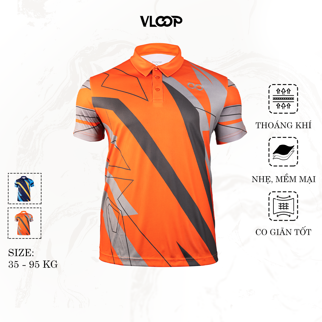 Áo Polo thể thao màu cam chất thun co giãn chống nhăn thoáng khí- BST KLOOP MÙA HÈ