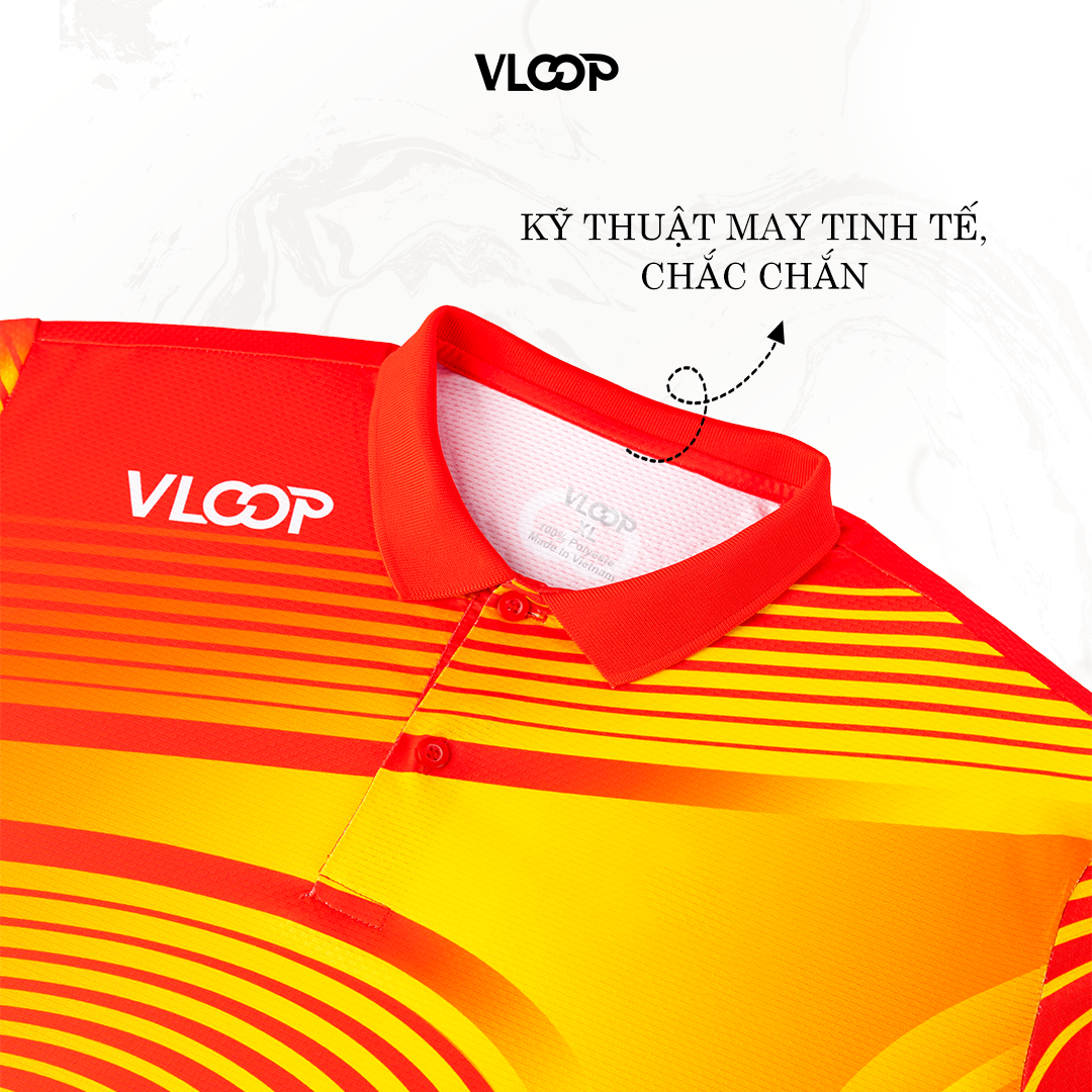 Áo polo thể thao VLOOP áo thi đấu chất thun cao cấp co giãn thoáng khí màu đỏ