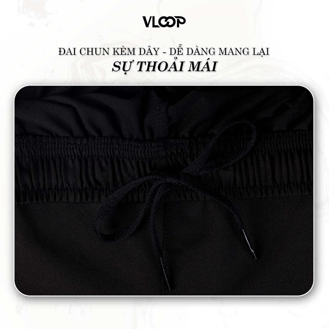 Quần thể thao VLOOP chất thun lạnh 4 chiều co giãn thoải mái chi tiết sọc xanh