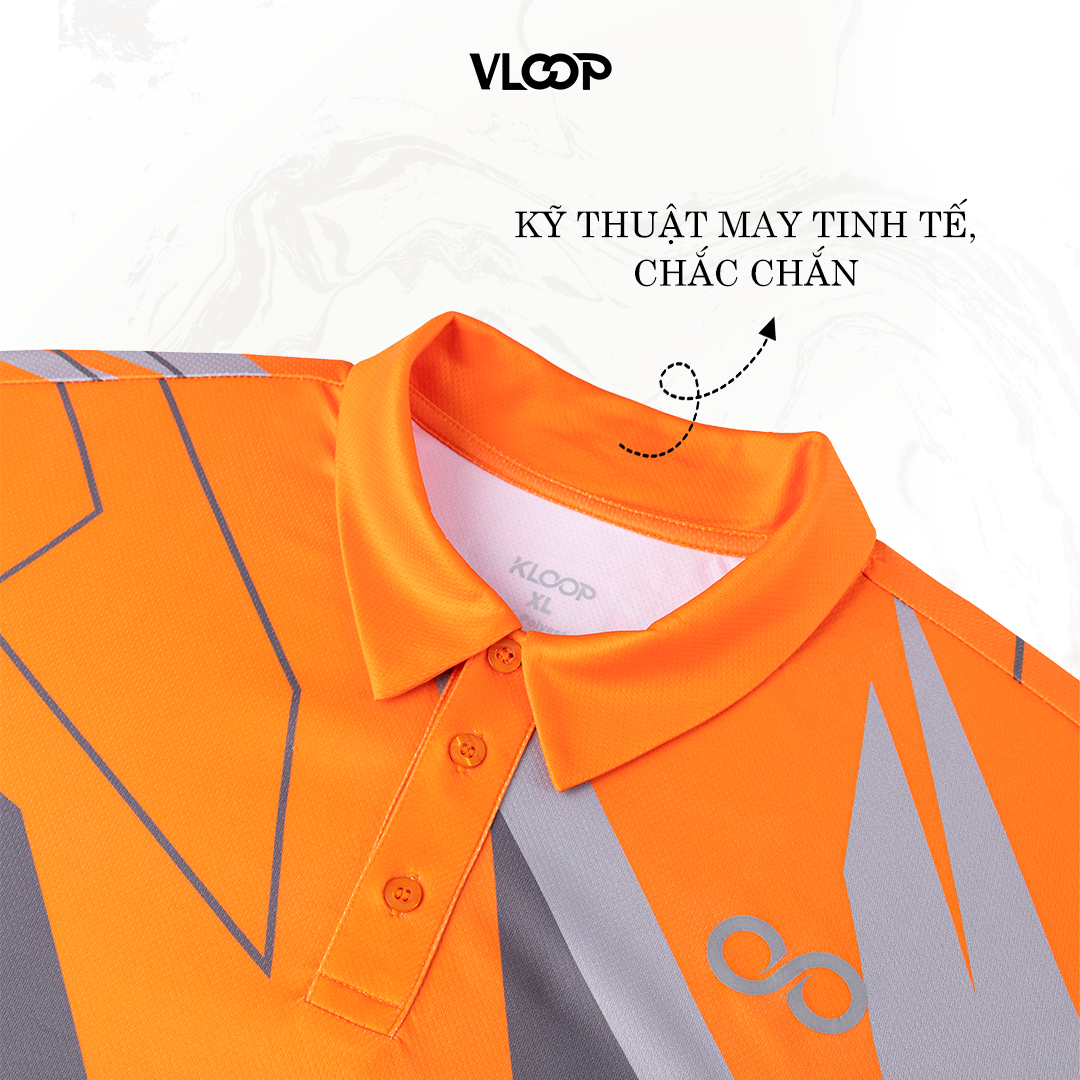 Áo Polo thể thao màu cam chất thun co giãn chống nhăn thoáng khí- BST KLOOP MÙA HÈ