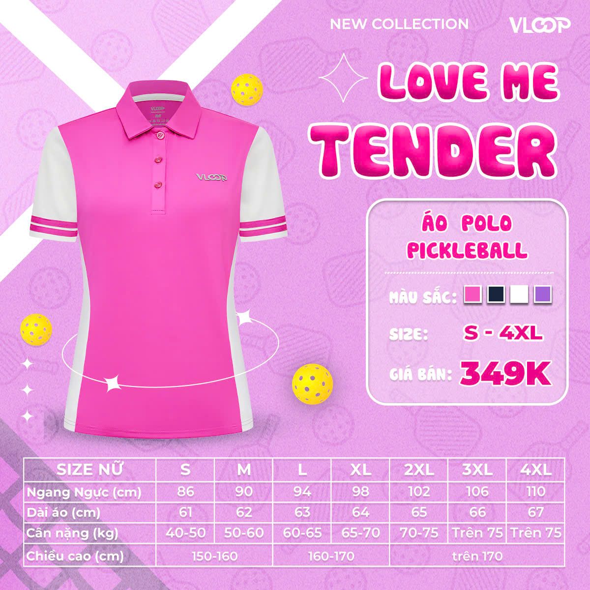 Áo Polo Pickleball VLOOP màu hồng - BST LOVE ME TENDER