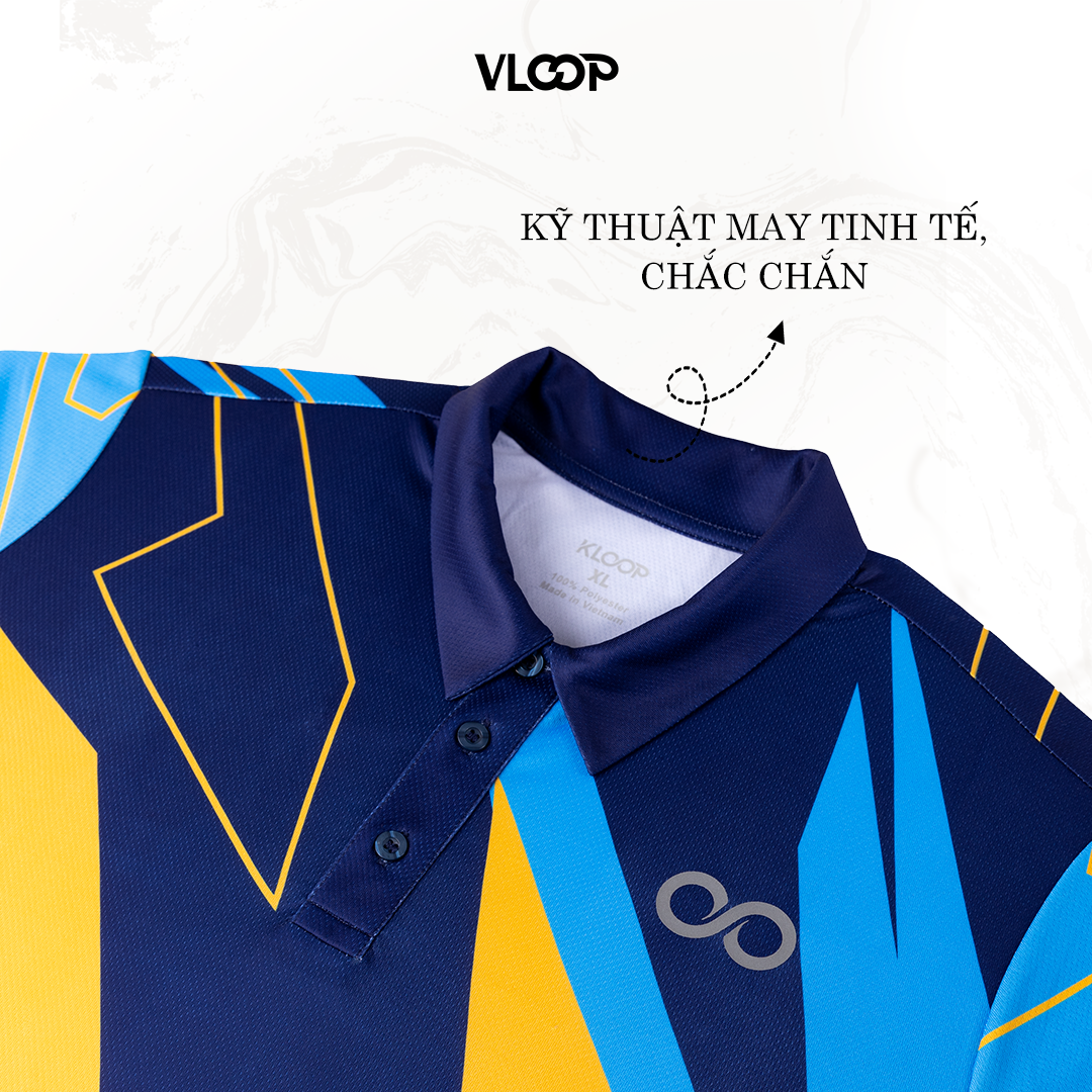 Áo Polo thể thao màu xanh navy chất thun co giãn chống nhăn thoáng khí- BST KLOOP MÙA HÈ