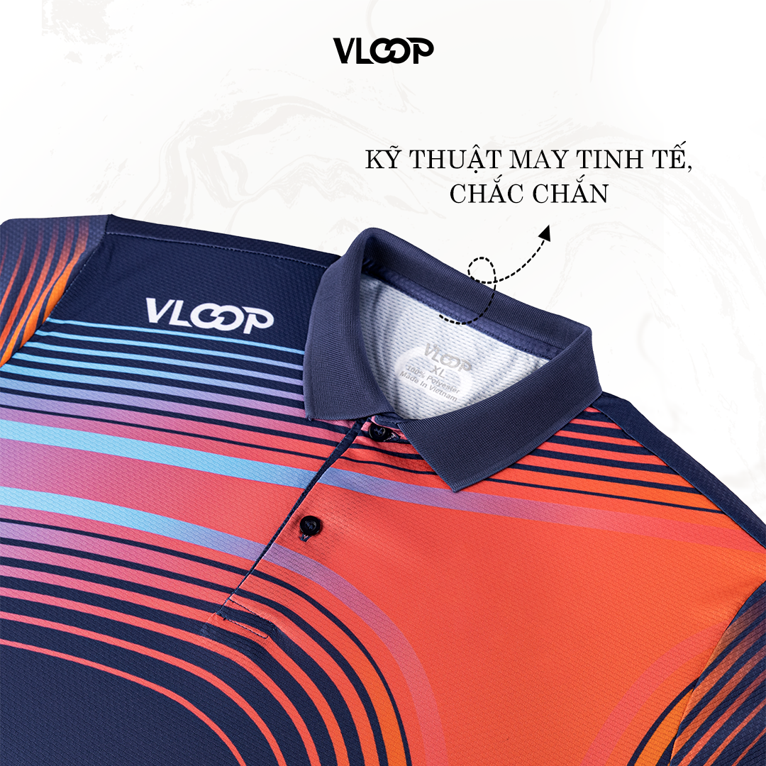 Áo polo thể thao VLOOP áo thi đấu chất thun cao cấp co giãn thoáng khí màu xanh navy