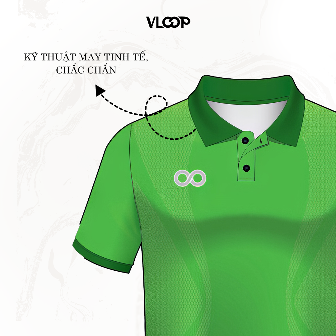 Áo polo thể thao nam nữ KLOOP màu xanh lá chất thun co giãn ngắn tay thoáng mát