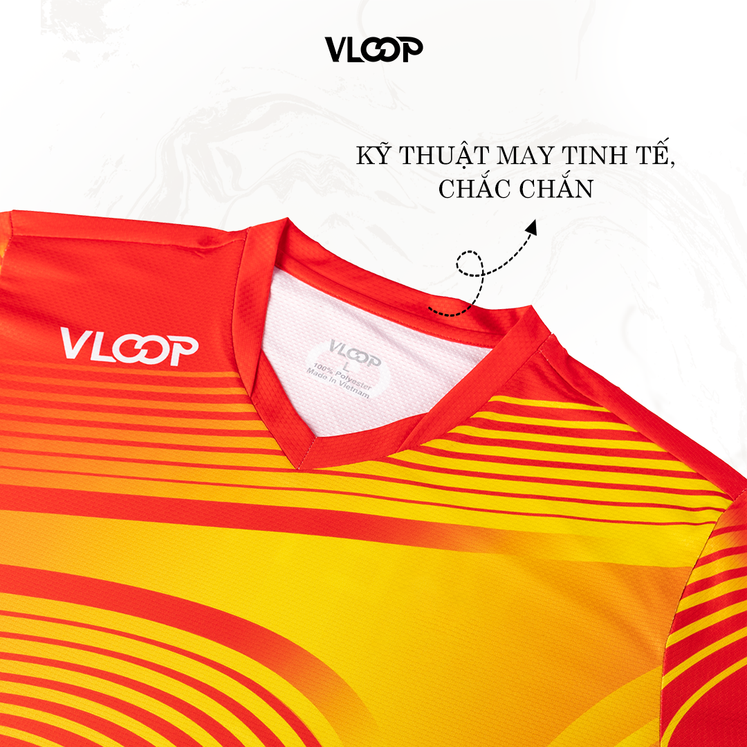 Áo thun thể thao nam nữ VLOOP áo luyện tập cổ tim chất thun cao cấp co giãn thoáng khí màu đỏ