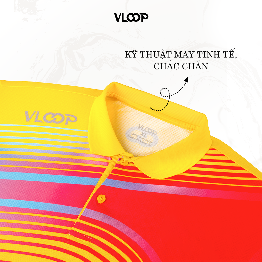 Áo polo thể thao VLOOP áo thi đấu chất thun cao cấp co giãn thoáng khí màu vàng