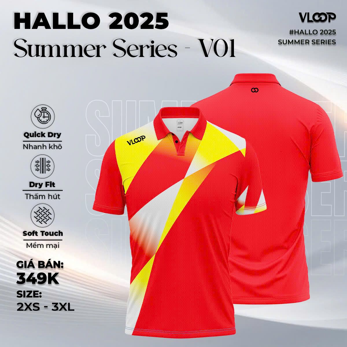 ÁO THỂ THAO VLOOP CỔ POLO MÀU XANH ĐỎ - BST HALLO 2025 - SUMMER SERIES