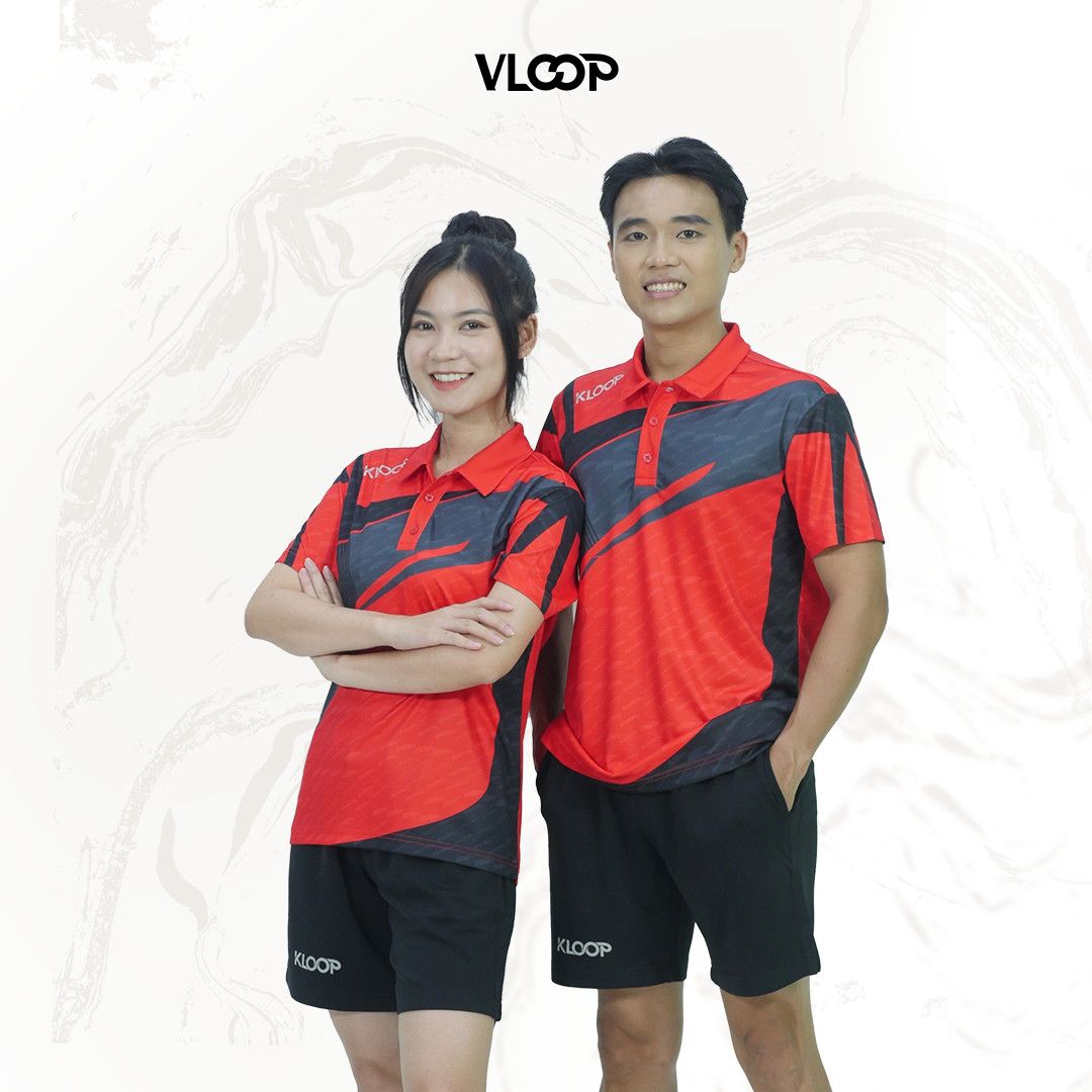 Áo thể thao KLOOP màu đỏ chất thun lạnh co giãn thoáng khí thoải mái - BST INFINITY CHALLENGE