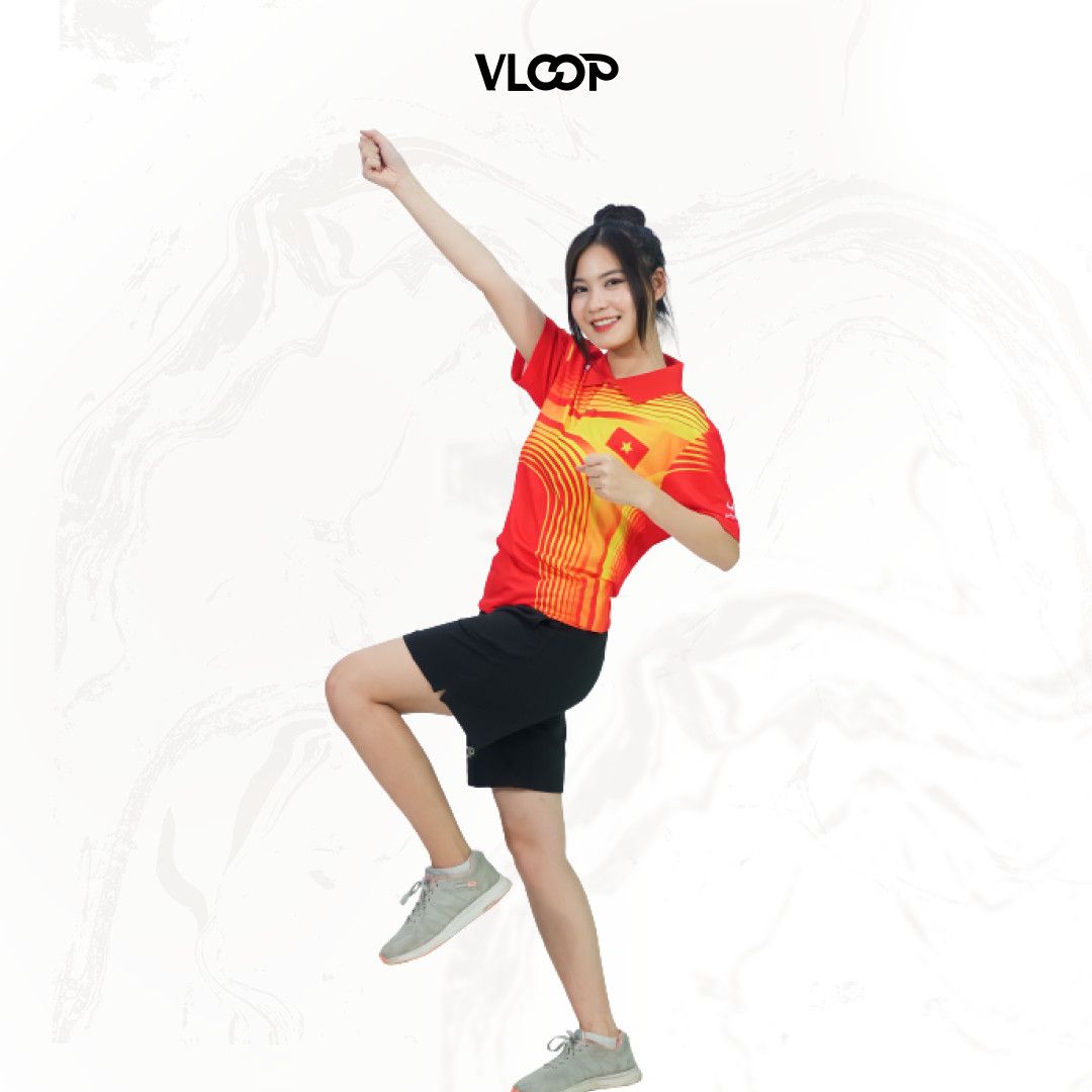 Áo polo thể thao VLOOP áo thi đấu chất thun cao cấp co giãn thoáng khí màu đỏ