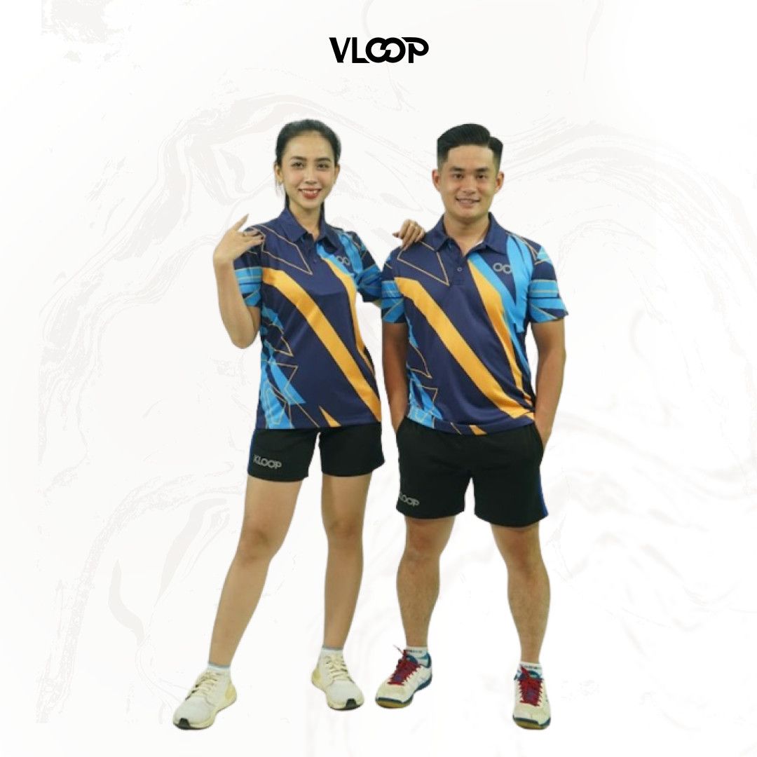 Áo Polo thể thao màu xanh navy chất thun co giãn chống nhăn thoáng khí- BST KLOOP MÙA HÈ