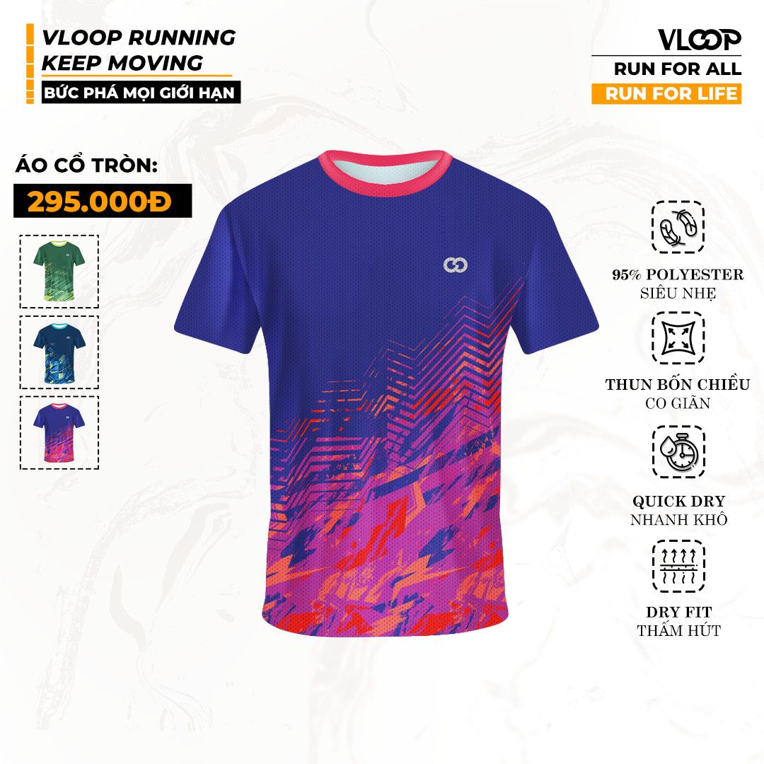 Áo Chạy Bộ VLOOP Cổ Tròn Màu Tím - BST KEEP MOVING