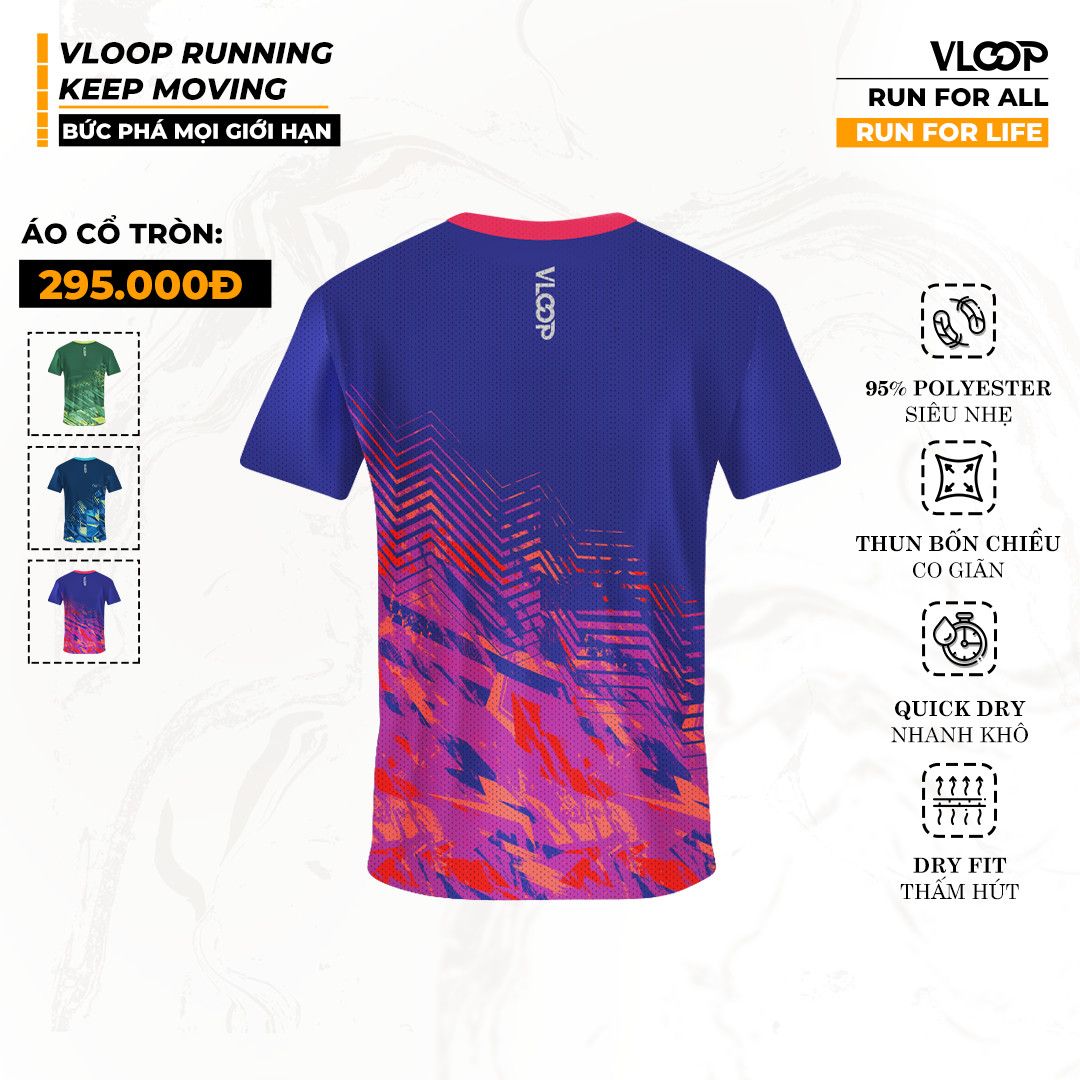 Áo Chạy Bộ VLOOP Cổ Tròn Màu Tím - BST KEEP MOVING