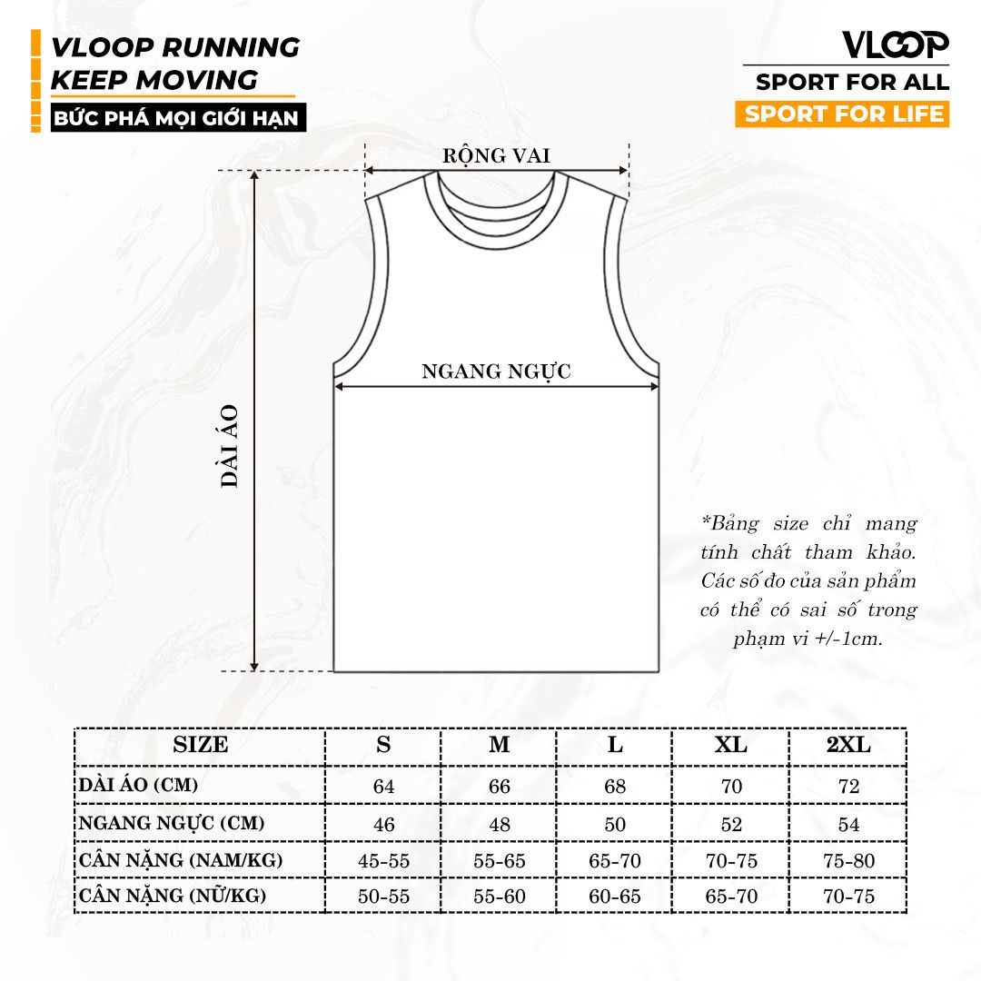 Áo Singlet Chạy Bộ VLOOP Màu Xanh Navy - BST KEEP MOVING