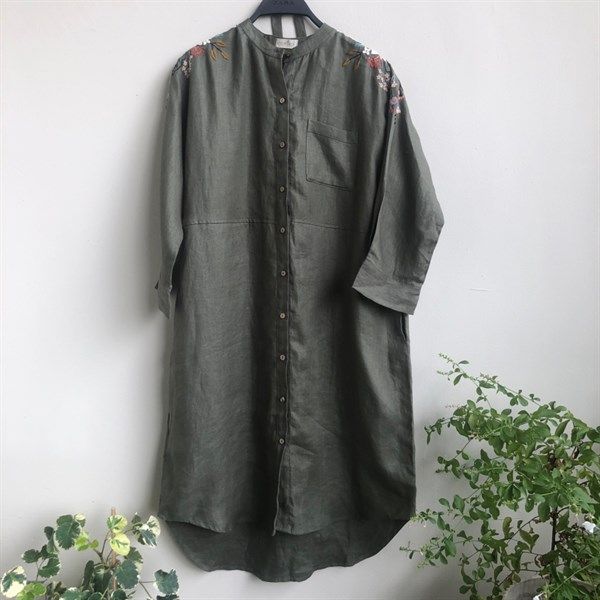 Đầm Sơmi thêu vai