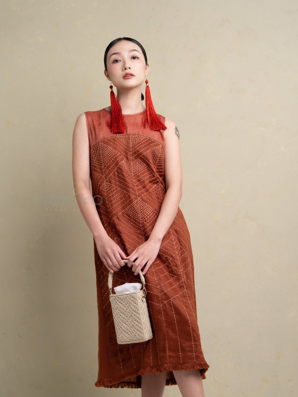 Phổ Dress (Đầm Phổ màu cam)