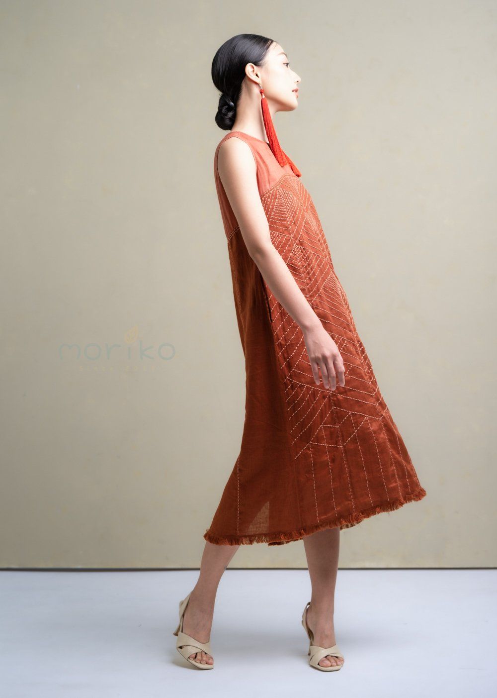Phổ Dress (Đầm Phổ màu cam)
