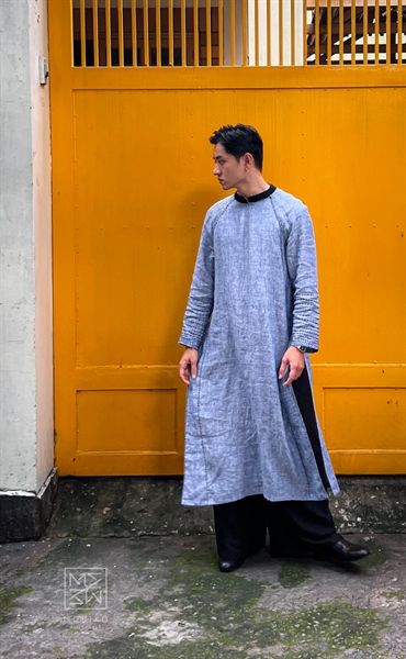 Áo Dài Nam Mori thêu Sashiko