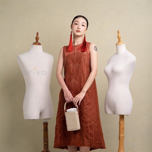 Phổ Dress (Đầm Phổ màu cam)