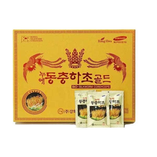 Nước Đông Trùng Hạ Thảo Kanghwa Hộp Gỗ Vàng 30ml x 60 gói